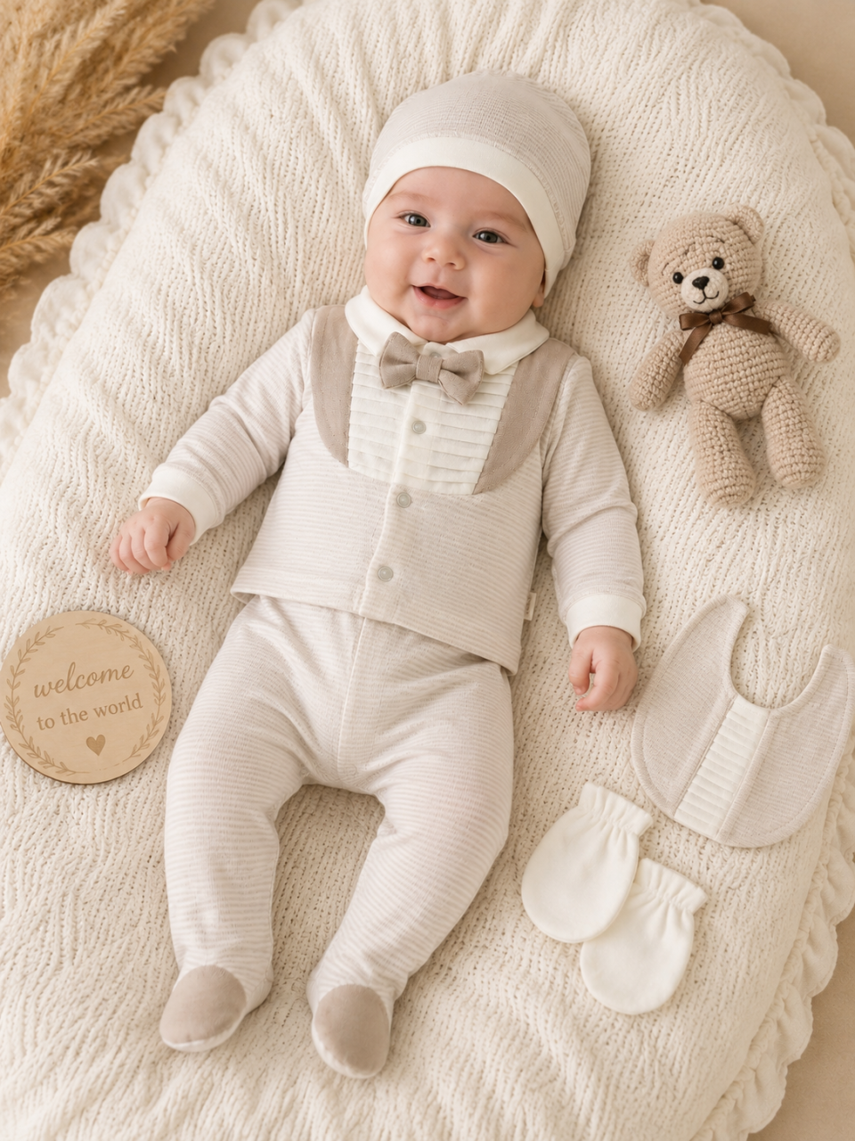 Set nou-născut 5 piese Little Gentleman crem și bej [2]