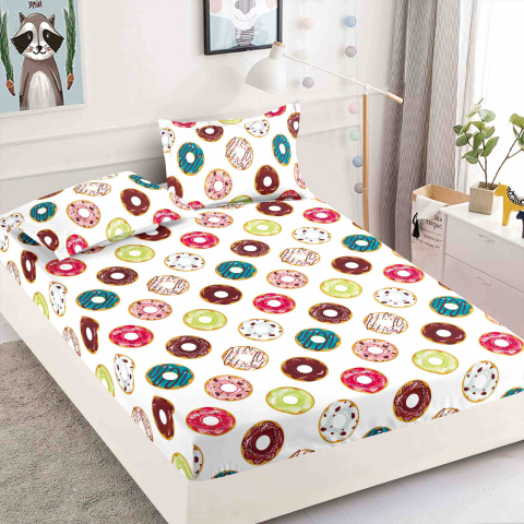Tilo Home - Husă de pat elastică Donuts 180x200 cm cu 2 fețe de pernă