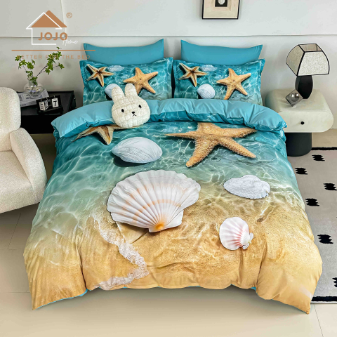 Lenjerii 5D Finet 6 Piese - Lenjerie de pat 5D 6 piese Aqua Marine 180x200 cm