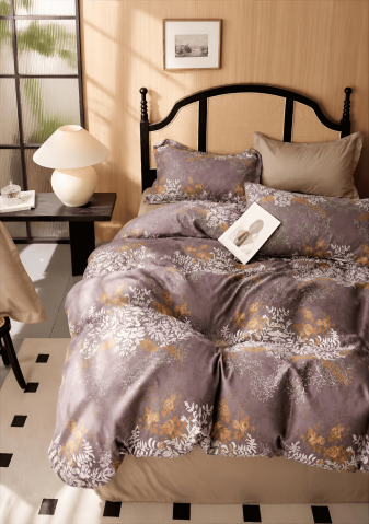 Lenjerii Modele Clasice 6 Piese - Lenjerie de pat finet 6 piese Floral Maro 220x230 cm