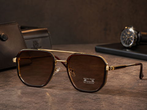 Summer Essentials - Ochelari de Soare Maro cu Ramă Metalică Aurie