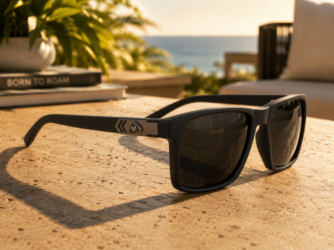 Summer Essentials - Ochelari de Soare Negri cu Ramă Mată și Lentile Negre