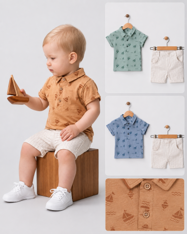 Baieti - Set băieți 2 piese Polo Sailor, 6-24 luni