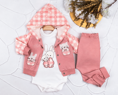 Tilo Kids - Set bebeluși cu jachetă în carouri și iepuraș
