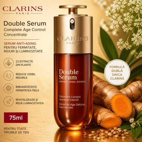 Seruri - Clarins Double Serum 75ml – Serum Anti-Aging pentru Fermitate și Luminozitate