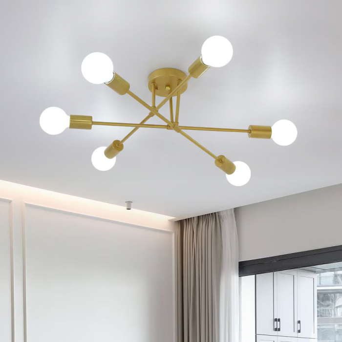 Candelabru modern Nordic, Fier, E27, Auriu [2]