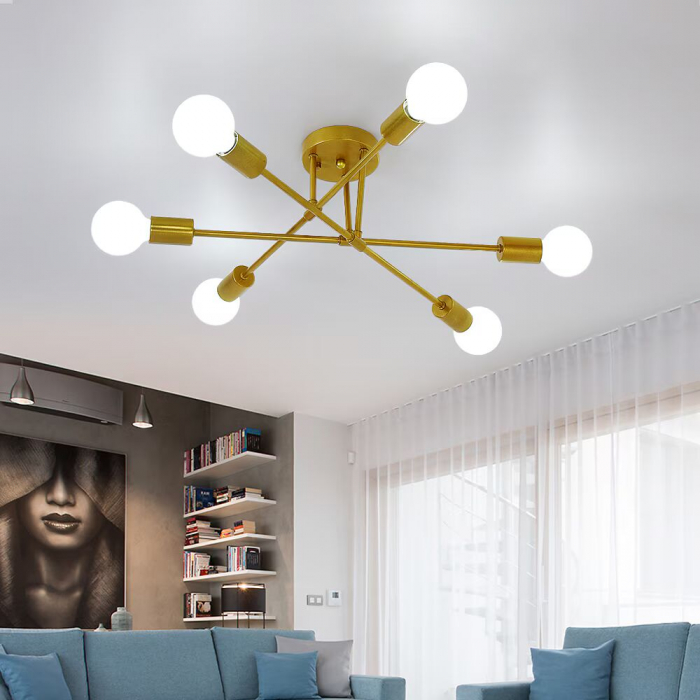 Candelabru modern Nordic, Fier, E27, Auriu [1]
