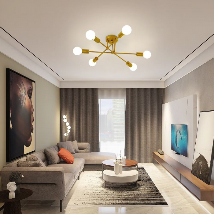 Candelabru modern Nordic, Fier, E27, Auriu [7]
