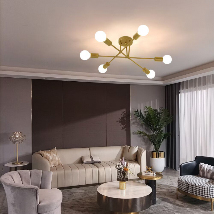 Candelabru modern Nordic, Fier, E27, Auriu [8]
