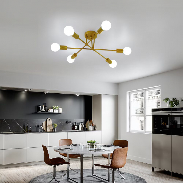 Candelabru modern Nordic, Fier, E27, Auriu [9]