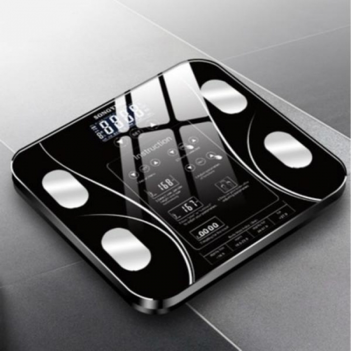 Cantar Corporal  cu Bluetooth, Inteligent cu Ecran Digital Iluminat – Aplicatie Android/iOS – 180kg – Negru [10]