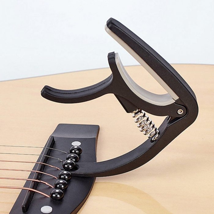 Capodastru chitara acustica clasica sau electrica, Zggzerg, Portabil, Design ergonomic, Potrivit pentru incepatori, ABS, Negru [3]