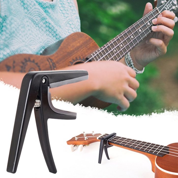 Capodastru chitara acustica clasica sau electrica, Zggzerg, Portabil, Design ergonomic, Potrivit pentru incepatori, ABS, Negru [6]