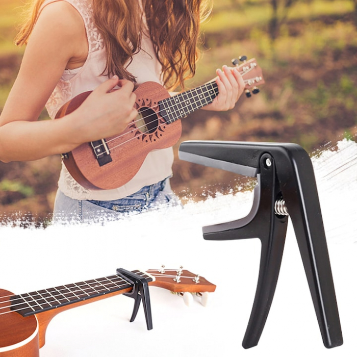 Capodastru chitara acustica clasica sau electrica, Zggzerg, Portabil, Design ergonomic, Potrivit pentru incepatori, ABS, Negru [5]