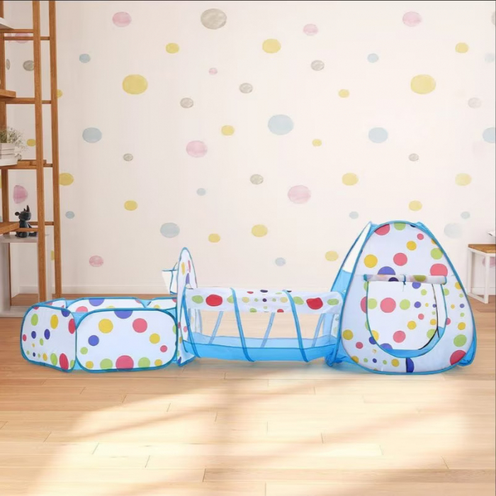 Loc de joaca 3in1 pentru copii , centru de activitati cu tarc, cort si tunel pentru interior/exterior, protectie UV, pliabil, albastru [2]