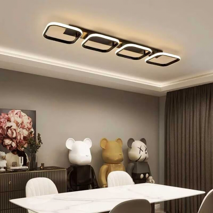 Lustra LED dimabila cu telecomanda 3 tipuri de lumina, 96W, neagra, 4 patrate [2]