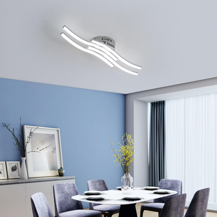 Lustra, Lumina Rece, Aluminiu/Inox, 60 x 12 x 9 cm, Argintiu [7]