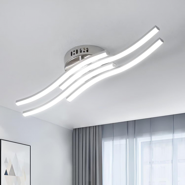Lustra, Lumina Rece, Aluminiu/Inox, 60 x 12 x 9 cm, Argintiu [1]