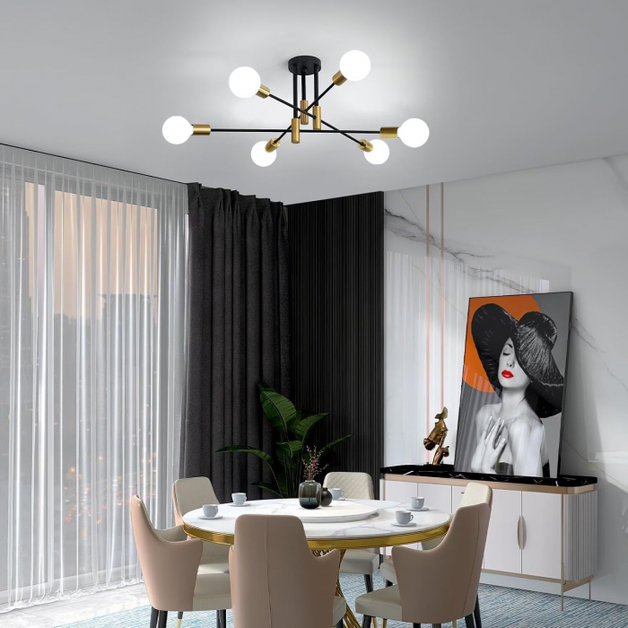 Lustra moderna, Fier, 12x32x72 cm, Negru [9]
