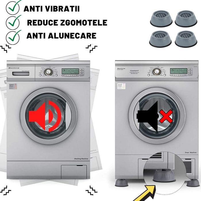 Pachet promo: 2x Set de 4 picioruse, anti-zgomot si antiderapante, suporti amortizare vibratii masina de spalat, amortizoare uscator de rufe, frigider, mobilier [3]