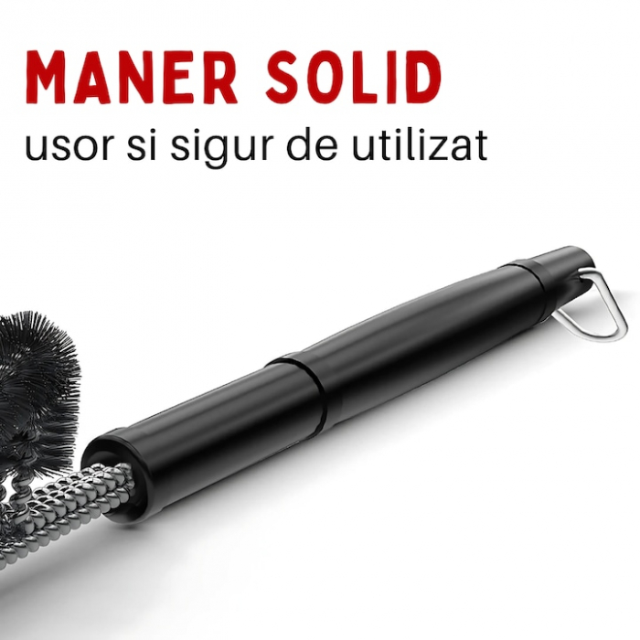 Perie gratar 2 in 1, design practic, functional, material Premium, inoxidabil, rezistent, durabil, racleta si perie, neagru [6]