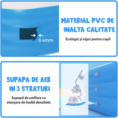 Piscina Gonflabila Dreptunghiulara 305x168x56 cm, pentru Adulti sau Copii 3+ Ani, Ideala pentru Curte, Gradina, Interior si Exterior, Cu Baza Podea Moale, Usor de Instalat, 3 Straturi, 305x168x56 cm [5]