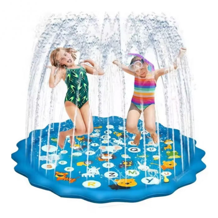 Piscina tip covoras de apa pentru copii, diametru 100 cm, albastru [4]
