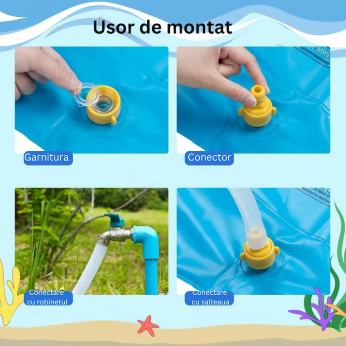 Piscina tip covoras de apa pentru copii, diametru 100 cm, albastru [3]