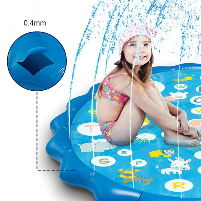 Piscina tip covoras de apa pentru copii, diametru 100 cm, albastru [6]