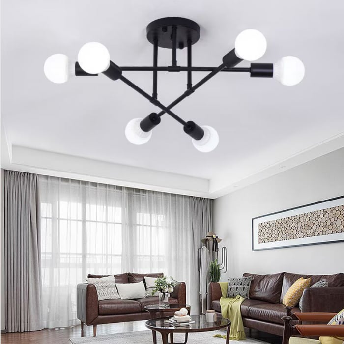 Plafoniera moderna rotativa, Fier, E27, 220V, 70 * 20 cm, Negru [9]