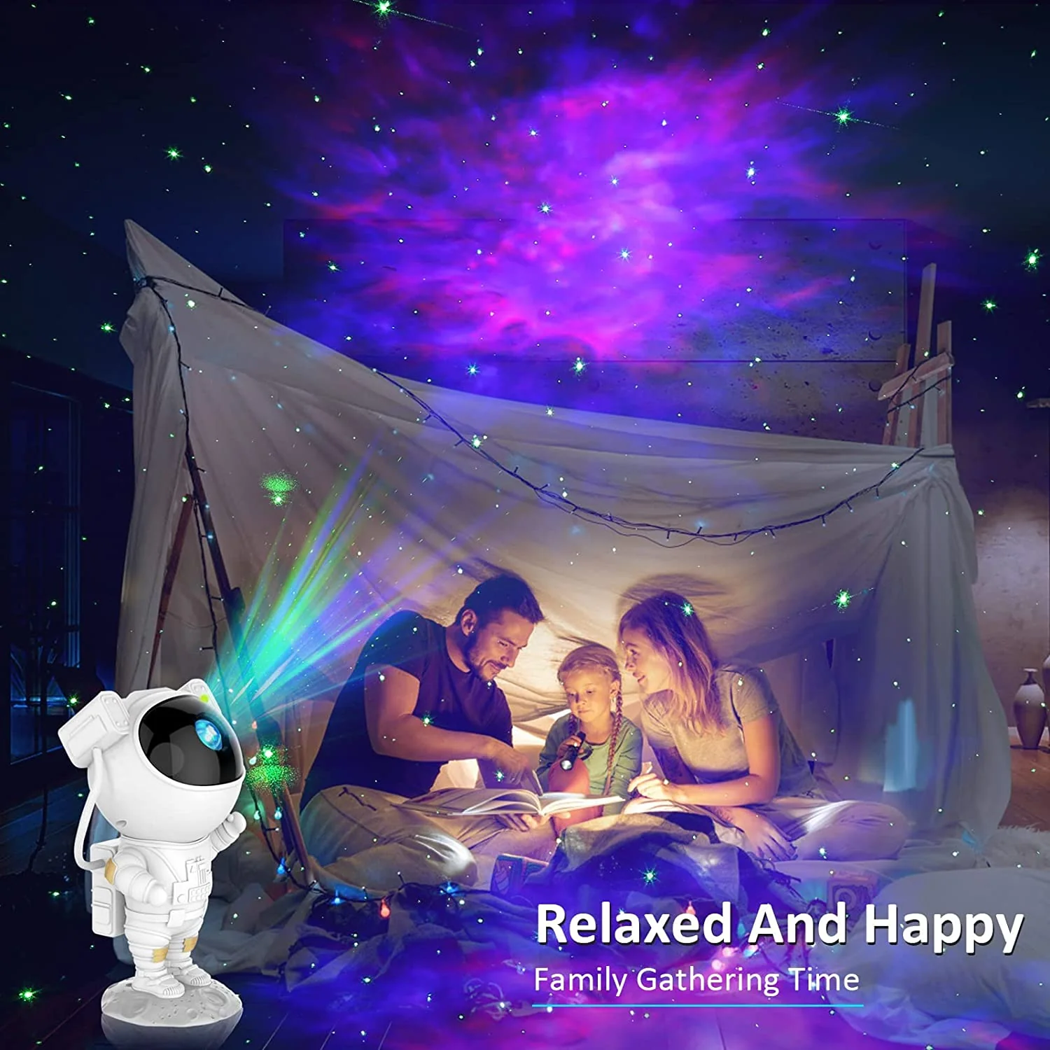 Proiector Astronaut Laser – Joc de Lumini Stele si Galaxii, Rotire 360°, Timer si Telecomanda – Alb [7]