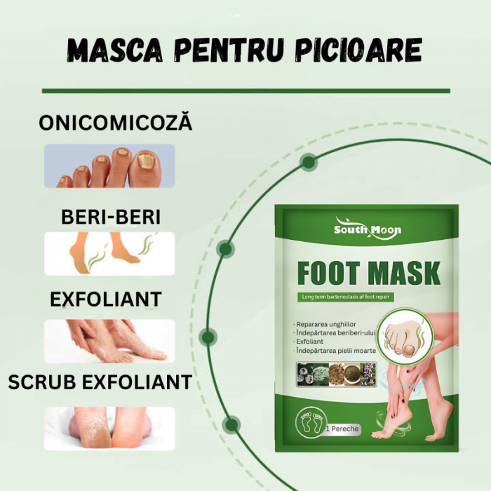 Set 5 perechi de masti exfoliante pentru picioare tip soseta, elimina pielea moarta si hidrateaza [4]