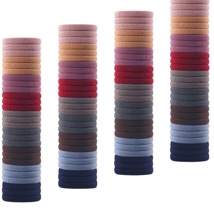 Set de 100 bucati elastice pentru par, multicolore, elasticitate durabila, material rezistent si protejeaza parul de rupere [1]