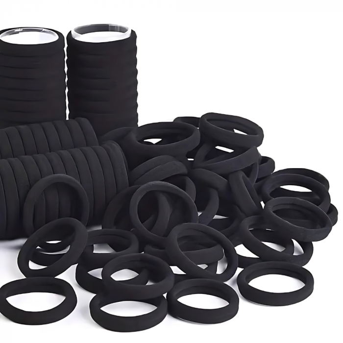 Set elastice de par, material premium, negru, 100 bucăți [2]