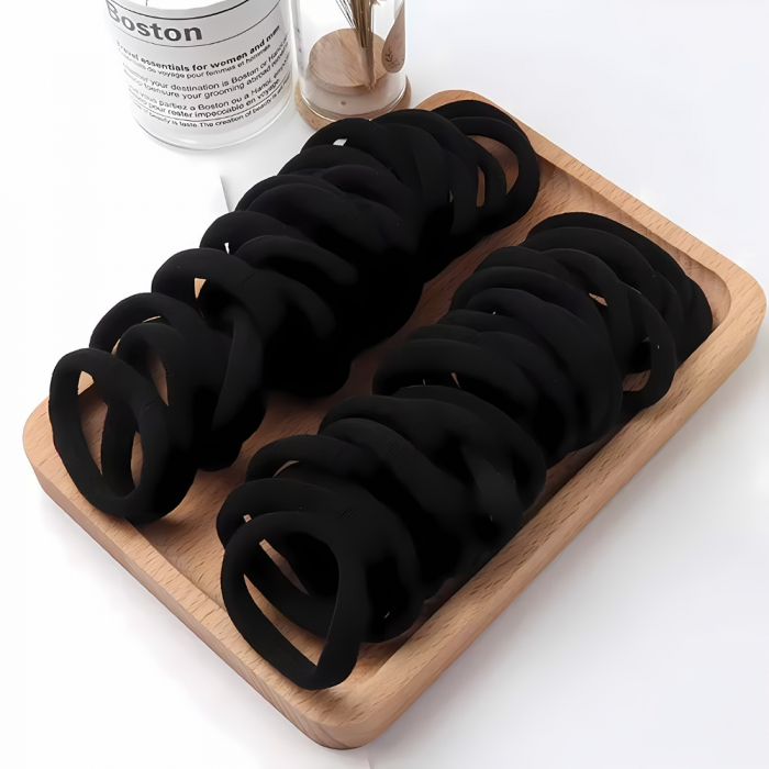 Set elastice de par, material premium, negru, 100 bucăți [3]
