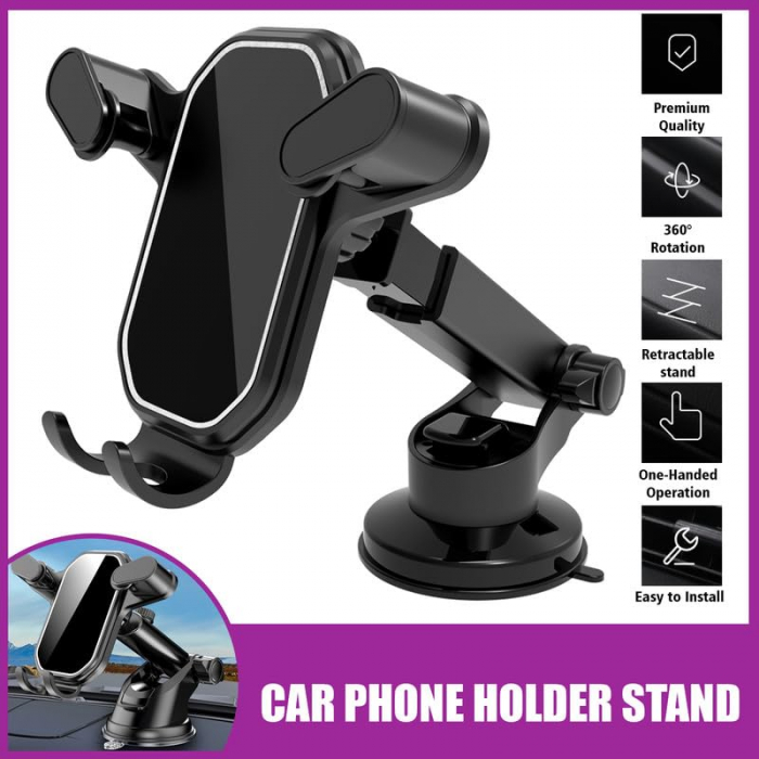 Suport Telefon Auto iTin cu Ventuza – Fixare Puternica, Rotire 360° & Compatibilitate Universala [6]
