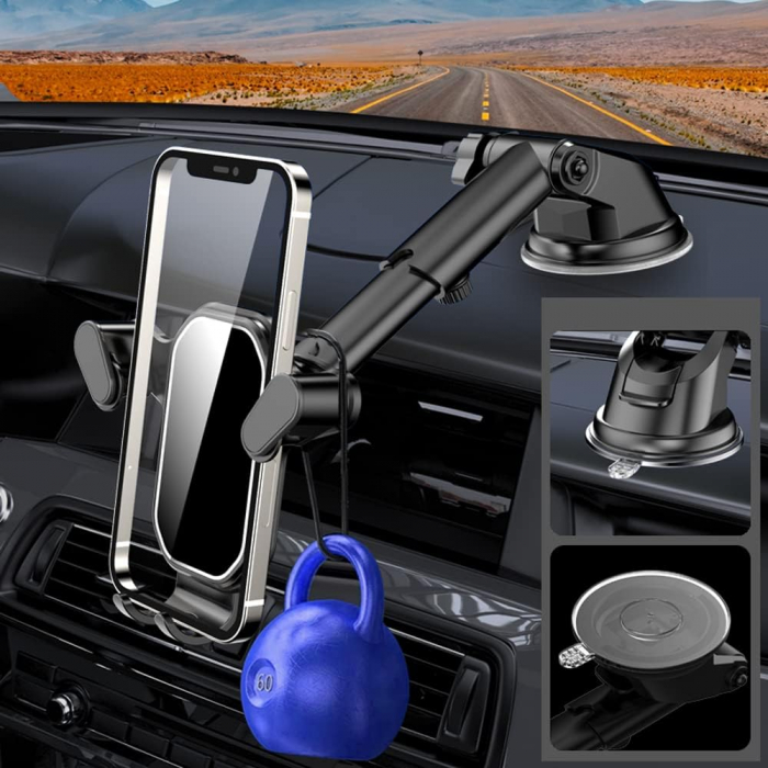 Suport Telefon Auto iTin cu Ventuza – Fixare Puternica, Rotire 360° & Compatibilitate Universala [5]