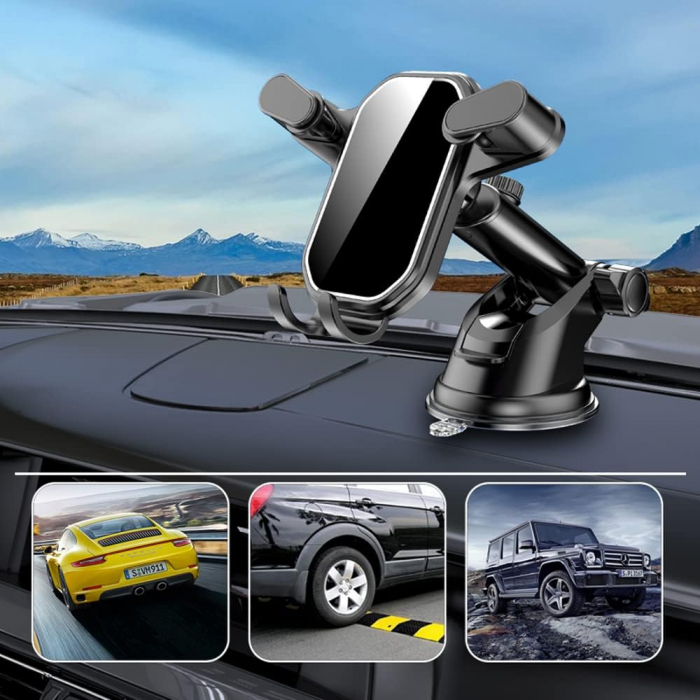 Suport Telefon Auto iTin cu Ventuza – Fixare Puternica, Rotire 360° & Compatibilitate Universala [4]
