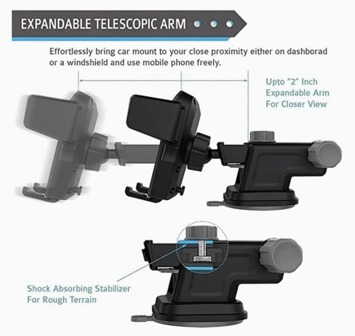 Suport Telefon Auto Universal iTin S3 – Prindere cu Ventuza & Rotire 360° [3]
