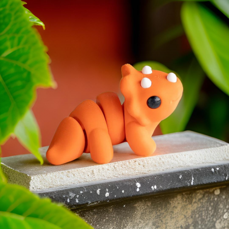 Pooie BabyTriceraptor Figurina - Breloc Orange [3]