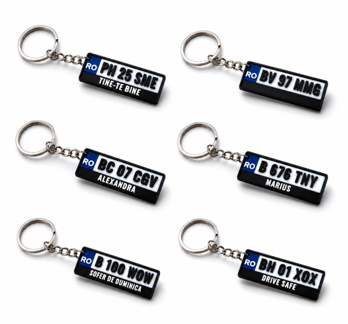 Breloc număr înmatriculare personalizat RO – model negru premium [6]