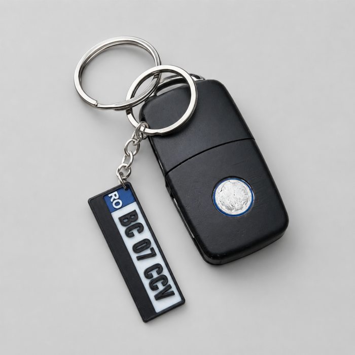 Breloc număr înmatriculare personalizat RO – model negru premium [4]