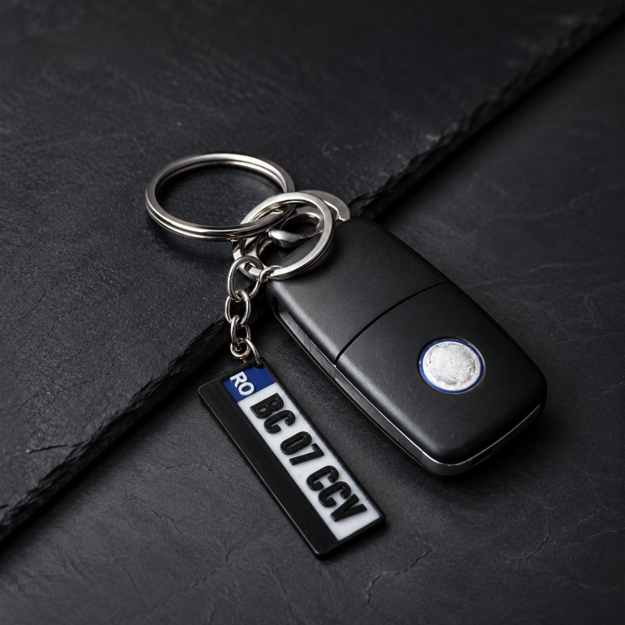 Breloc număr înmatriculare personalizat RO – model negru premium [5]