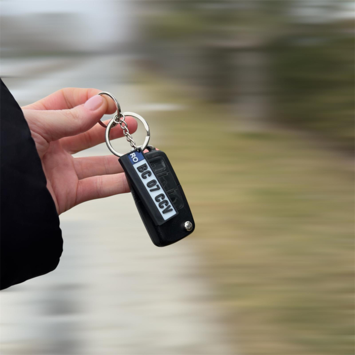 Breloc număr înmatriculare personalizat RO – model negru premium [4]
