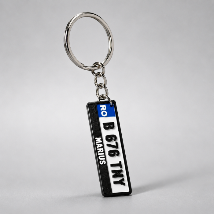 Breloc număr înmatriculare personalizat RO – model negru premium [3]