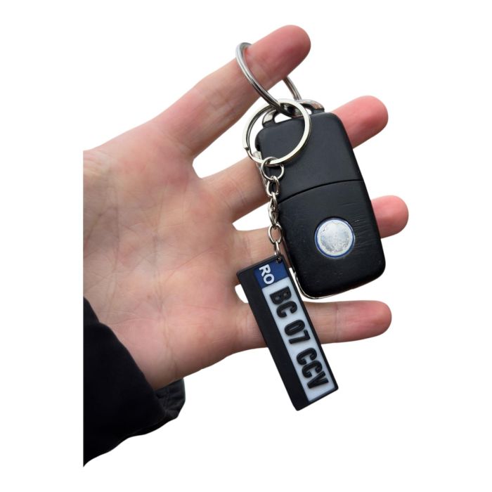 Breloc număr înmatriculare personalizat RO – model negru premium [3]