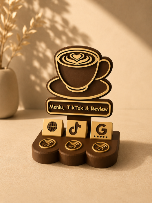 Stand NFC Personalizat Cafenea – Design Premium Maro [2]