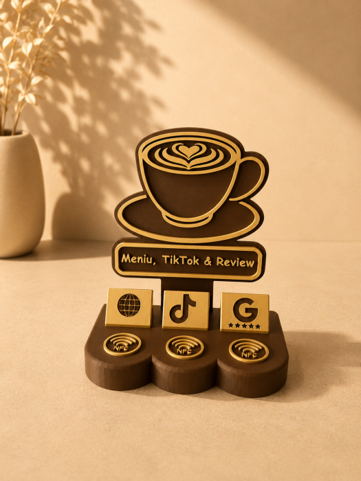 Stand NFC Personalizat Cafenea – Design Premium Maro [4]
