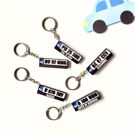 Produse Personalizate - Breloc număr înmatriculare personalizat RO – model negru premium