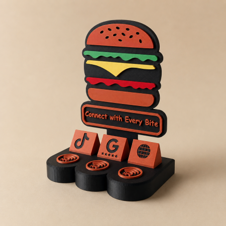 Standuri NFC Recenzii și Social Media - Stand NFC personalizat Burger House și Fast Food